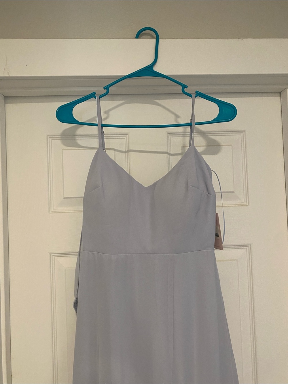 Birdy Grey Devin Chiffon with Slit Ice Blue Maxi Dress